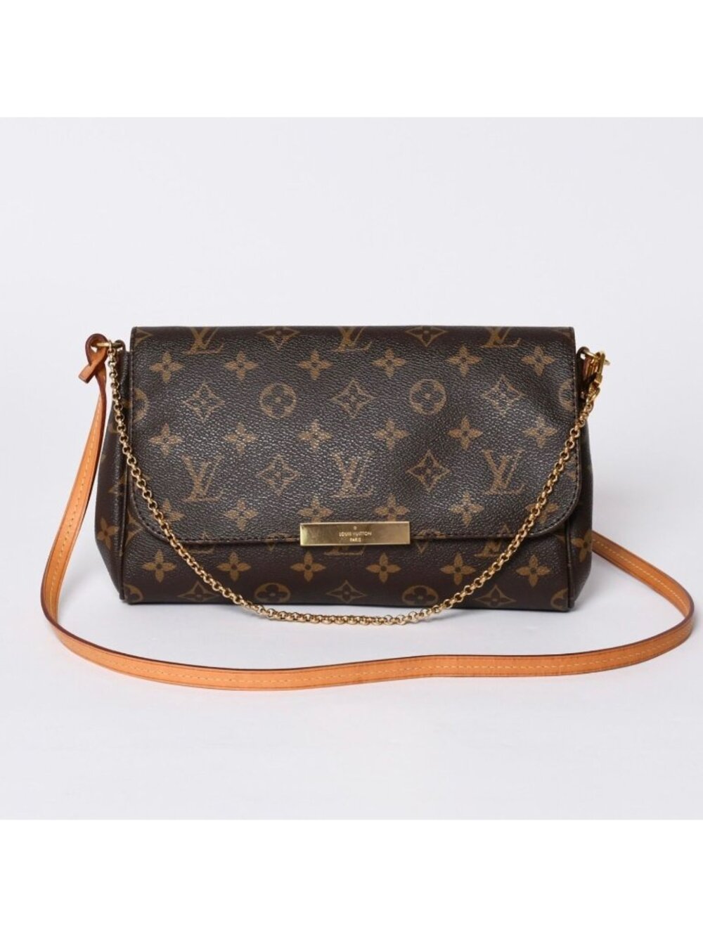 Louis Vuitton Monogram Favorite MM Shoulder Bag Brown Gold